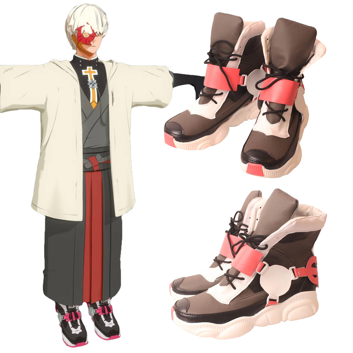 guilty gear asuka Guilty Gear -Strive- Asuka Black Cosplay Shoes – Gcosplay