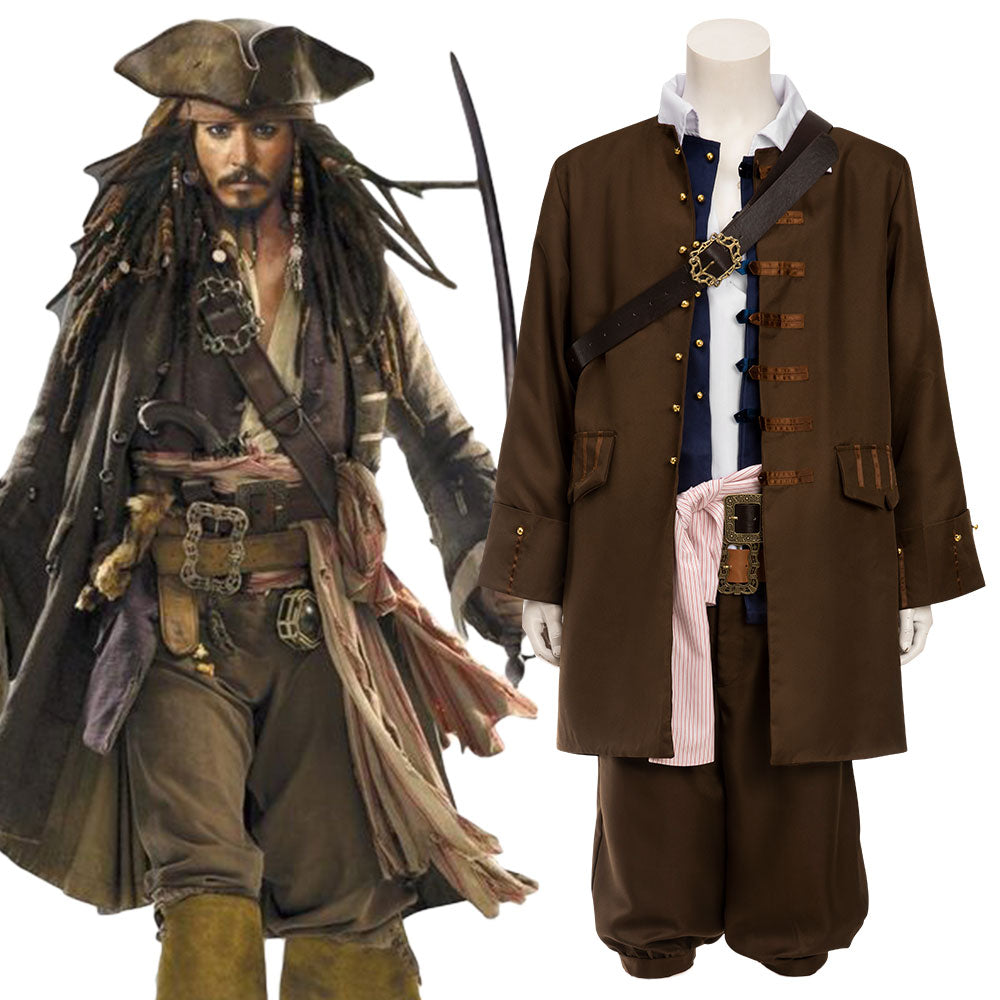 [in stock]Pirates of the Caribbean Jack Sparrow Halloween Cosplay Cost