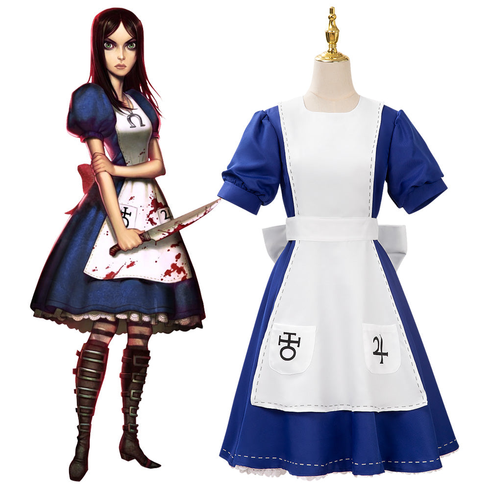 Madness Returns Alice Cosplay Costume Dress with Apron and Wig for Women | Shop Retro Video Games and More 3XL / Full Set Madness Returns Alice Cosplay Costume Dress with Apron and Wig for Women | Shop Retro Video Games and More 3XL / Full Set