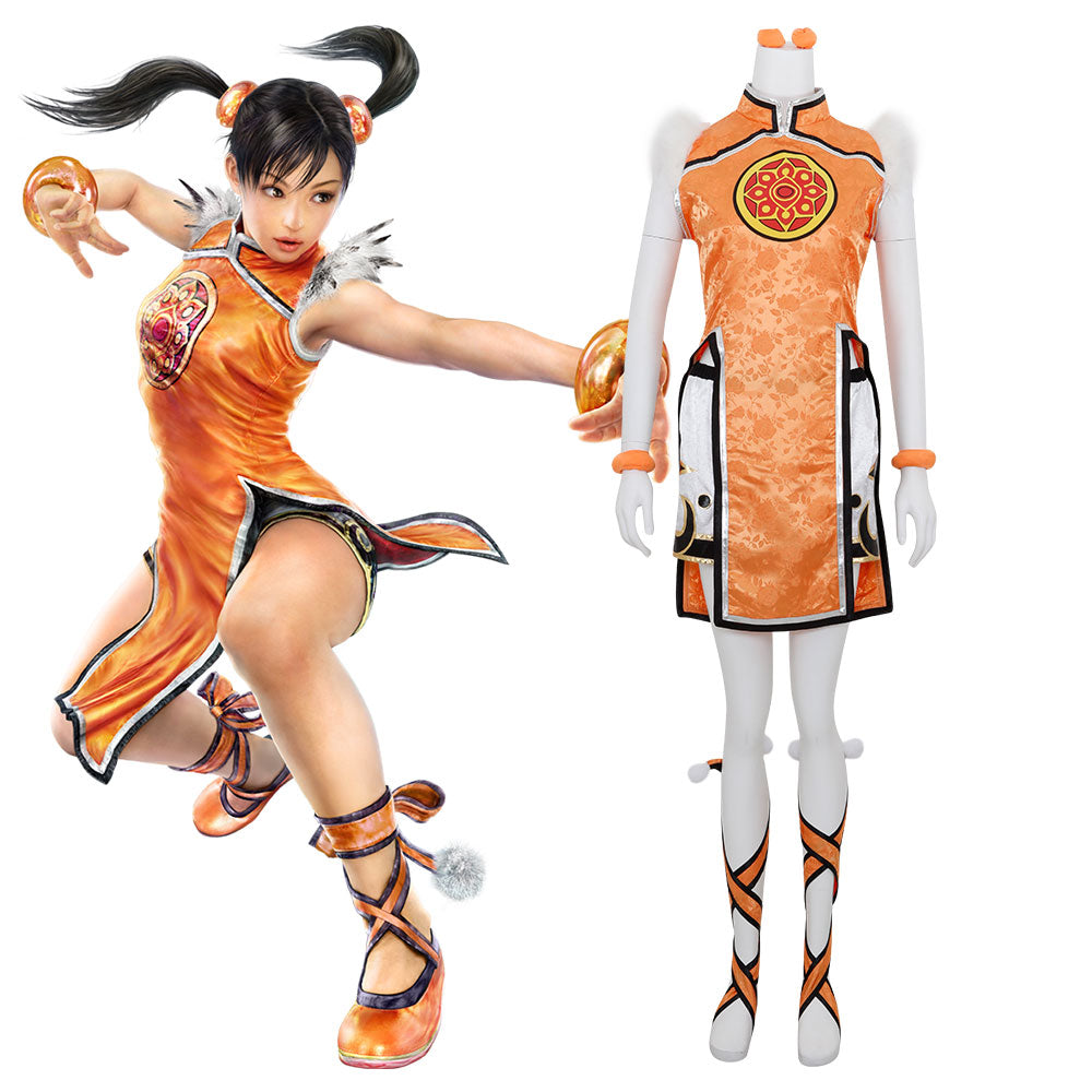 xiaoyu Tekken 3 Ling Xiaoyu Orange Cosplay Costume – Gcosplay