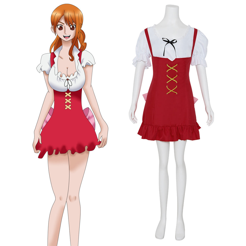 nami red dress cosplay Elegant styling Nami Cosplay
