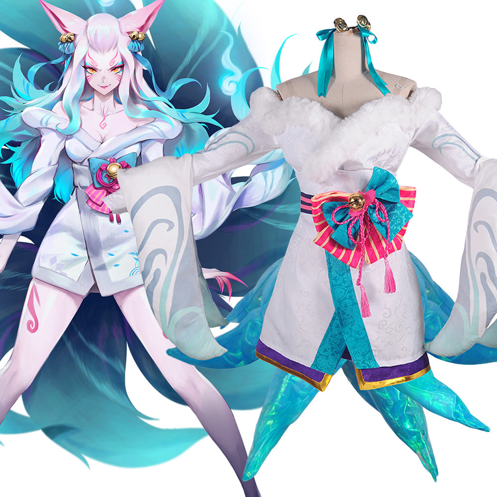 あめ様 アーリ 精霊の花祭りコスプレ Ahri LOL Costume League of Legends LOL Spirit Blossom Ahri Halloween Cosplay