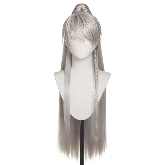 Love And Deepspace Xavier Ponytail Silver Cosplay Wig