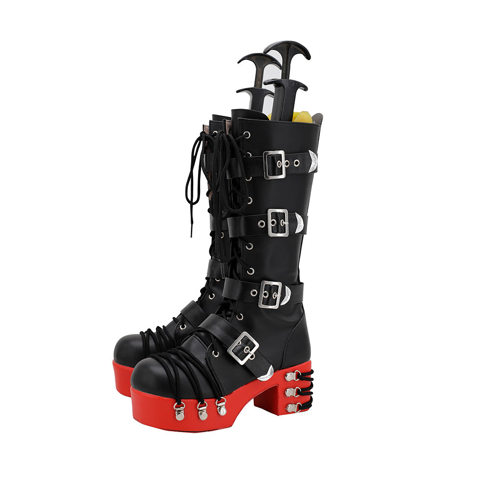 Dead Or Alive Marie Rose Black Red Shoes Cosplay Boots