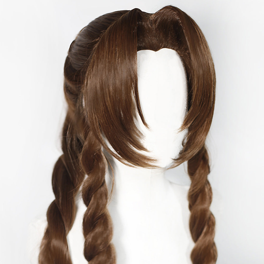 Final Fantasy VII Remake FF7 Aerith Gainsborough Marrón Cosplay Peluca