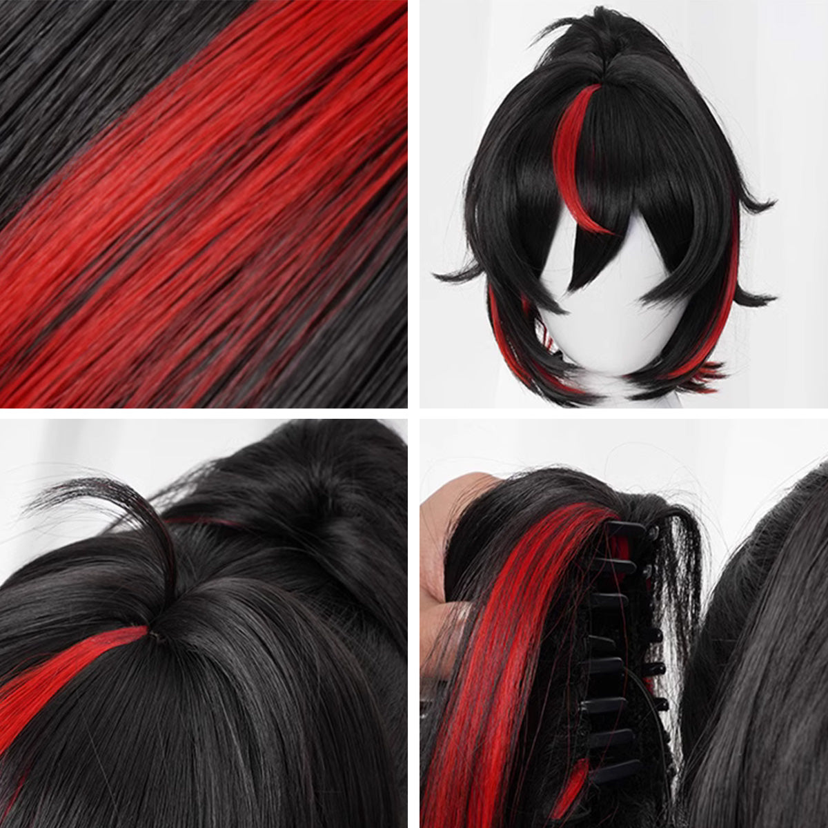 Zenless Zone Zero Zhu Yuan Black Red Cosplay Wig