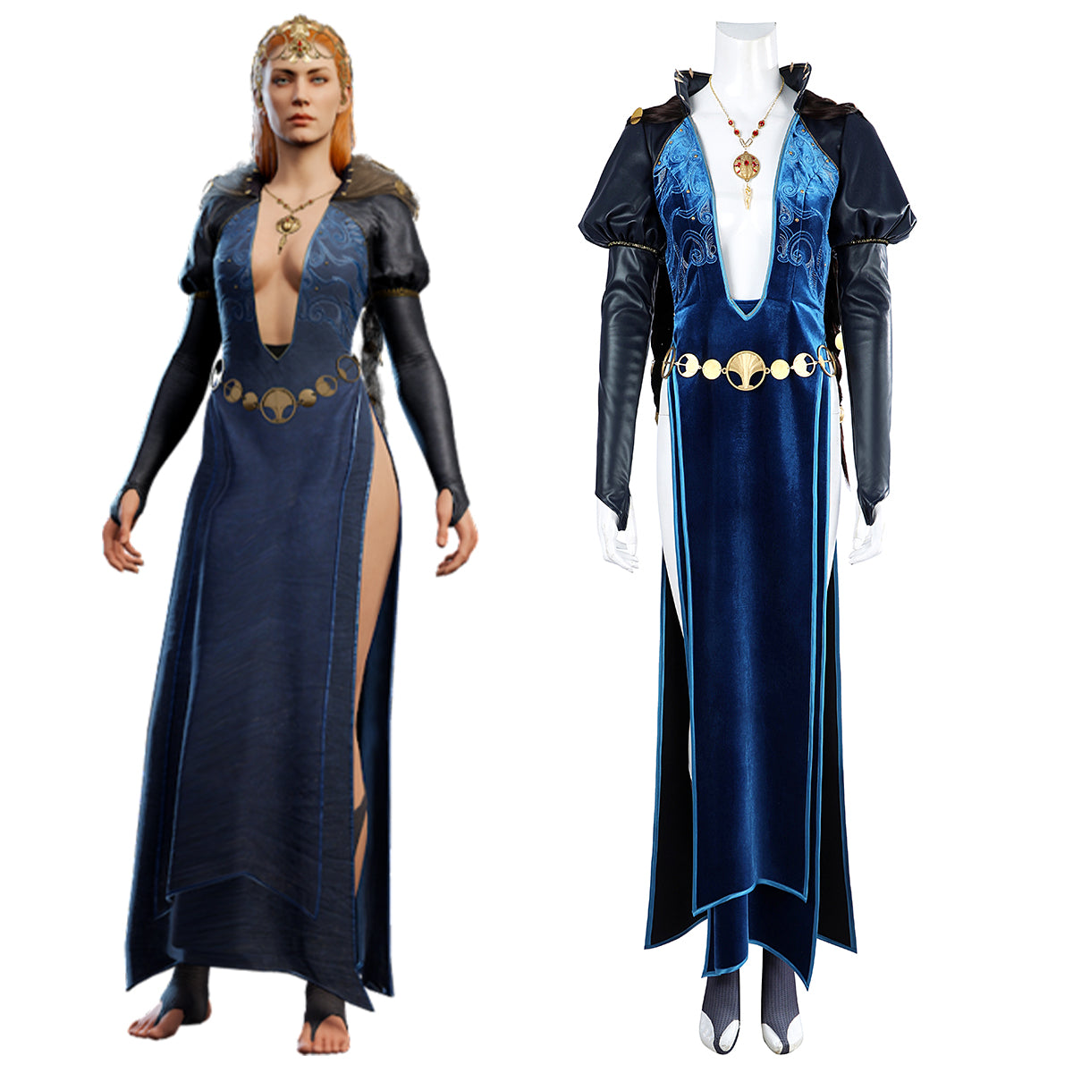 blue dress bg3 Baldur's Gate III Baldur s Gate 3 BG3 Shadowheart Wavemother's Robe Cosplay Costume Female / 3XL