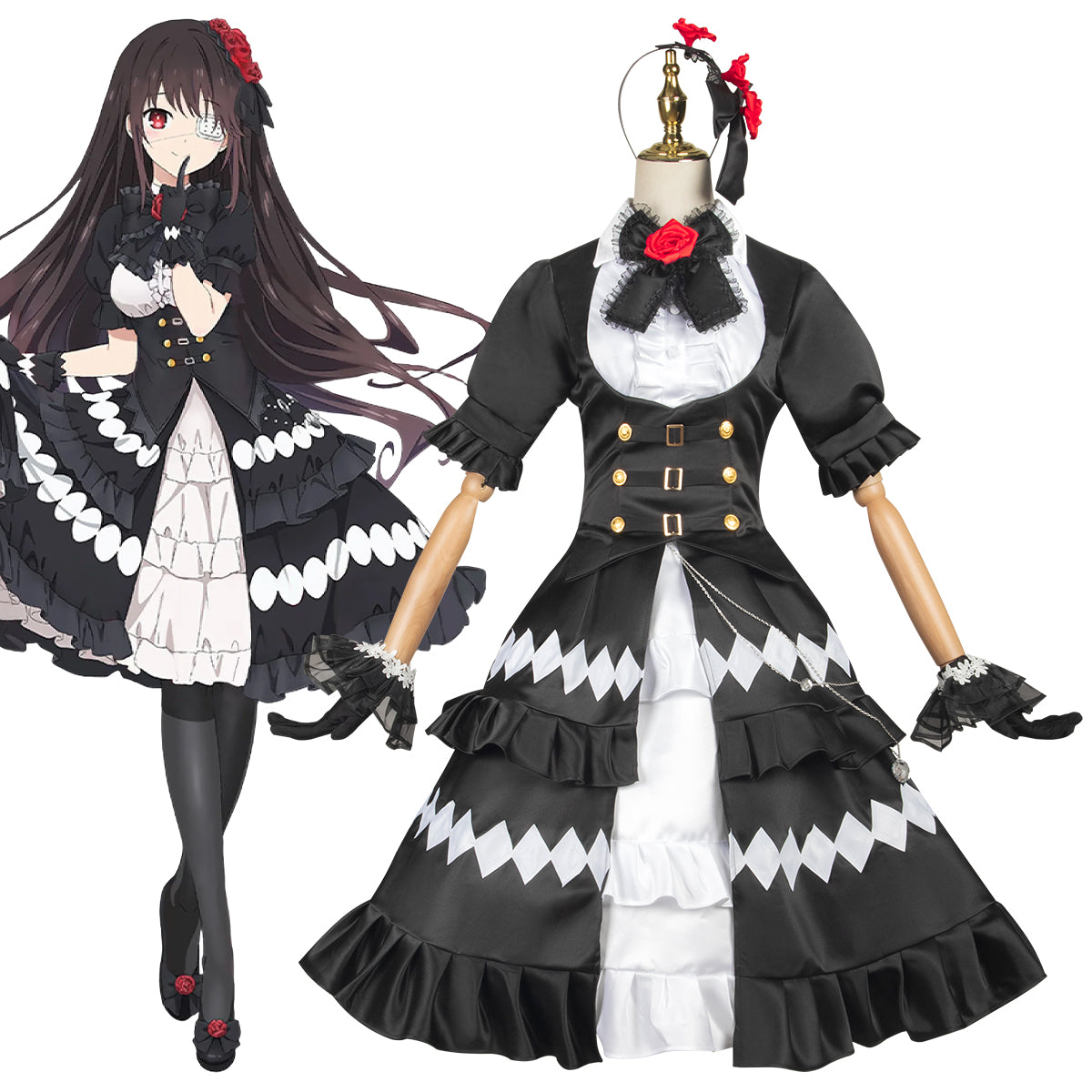 kurumi black dress Date A Live Ⅲ Tokisaki Nightmare Cosplay Costume – Gcosplay soi:secure_closure I want his power Black Cocktail Dresses,Open Back Shoe Size (UK):12