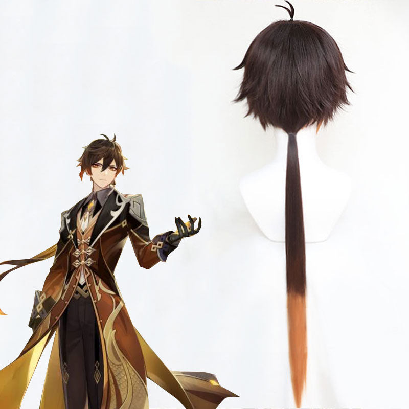 Zhongli from Genshin Impact Halloween Brown Cosplay Wig