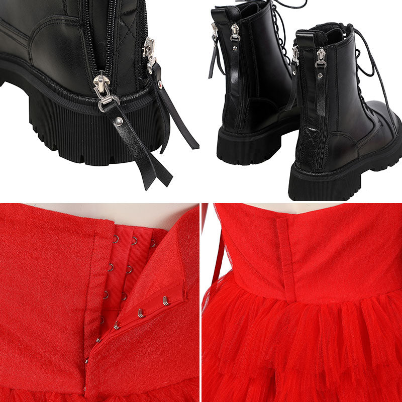 DC The Suicide Squad 2 Harley Quinn 2021 Movie Red Dress Halloween Cosplay Costume
