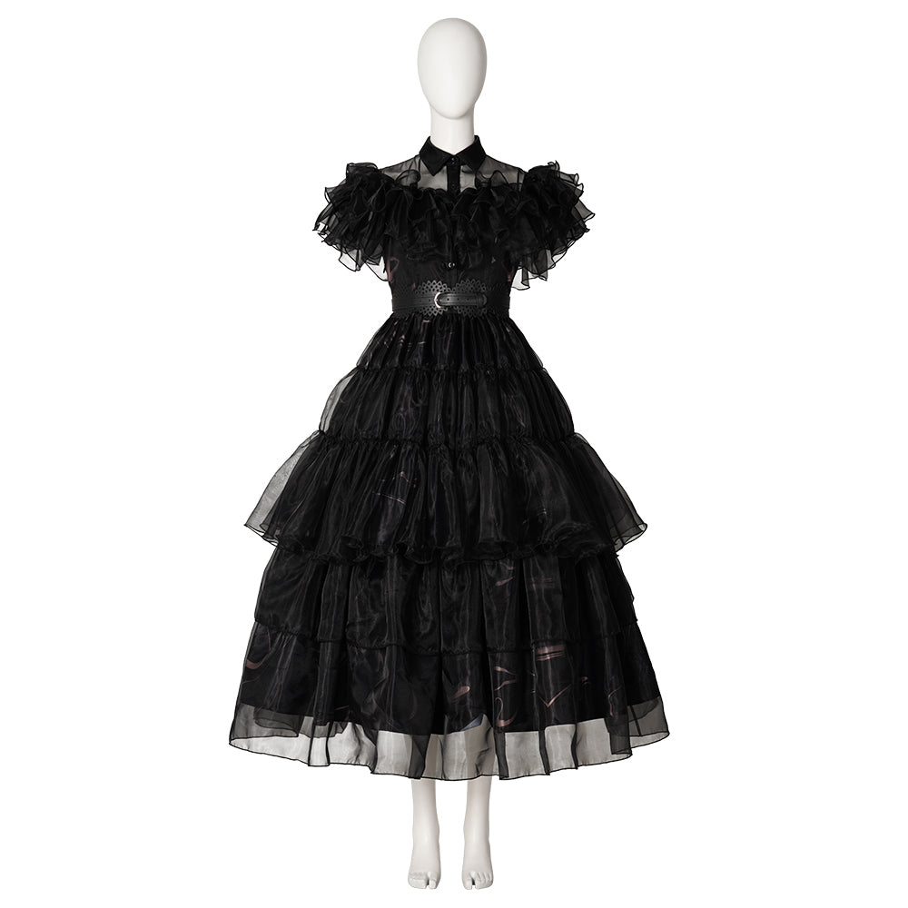 Wednesday The Addams Family (2022 TV Series) Wednesday Black Raval Ball Dress Cosplay Costume