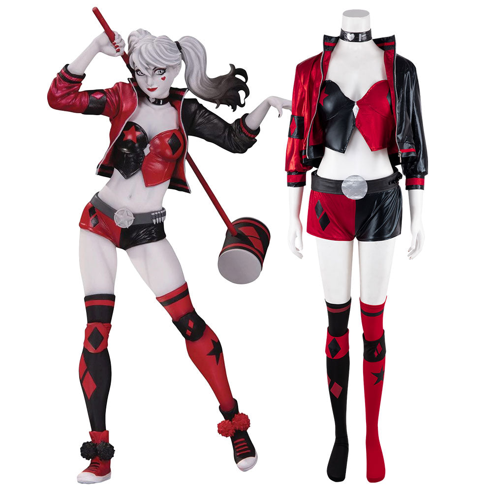 DC Comics Red White & Black: Harley Quinn Cosplay Costume Gcosplay DC Comics Red White & Black: Harley Quinn Cosplay Costume Gcosplay