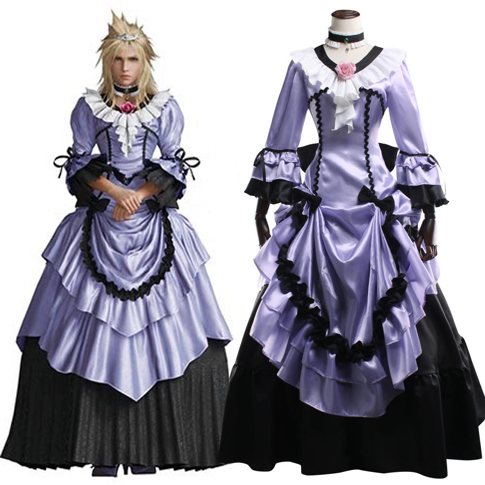ff7 remake cloud purple dress Best Cloud Strife Outfits In Final Fantasy 7, Ranked