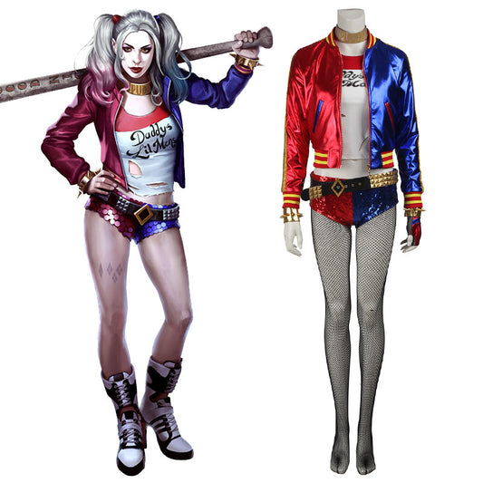 DC Detective Comics Batman Suicide Squad Task Force X Harley Quinn 2016 Movie Cosplay Costume - Deluxe Version