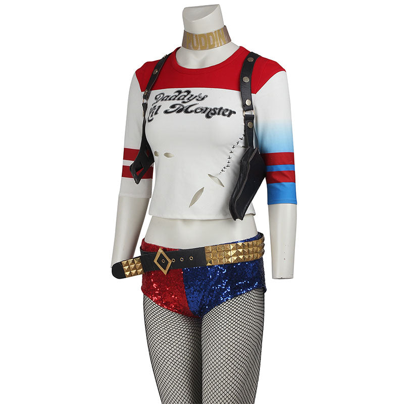 DC Detective Comics Batman Suicide Squad Task Force X Harley Quinn 2016 Movie Cosplay Costume - Deluxe Version