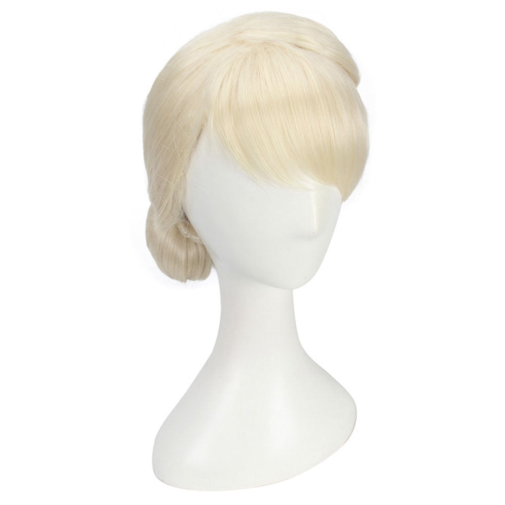Frozen Elsa Snow Queen Outfit Disney Coronation Golden White Cosplay Wig