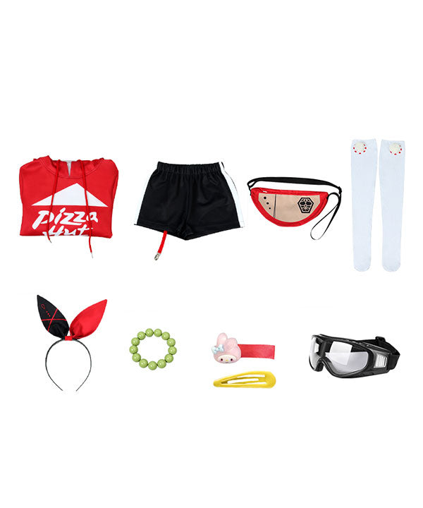 Genshin Impact Amber Pizza Hut Halloween-Cosplay-Kostüm