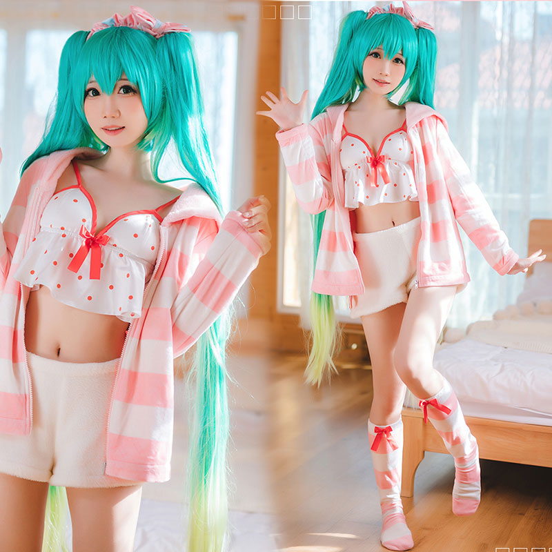 Vocaloid Hatsune Miku Room Wear Pajamas Cosplay Costume – Gcosplay