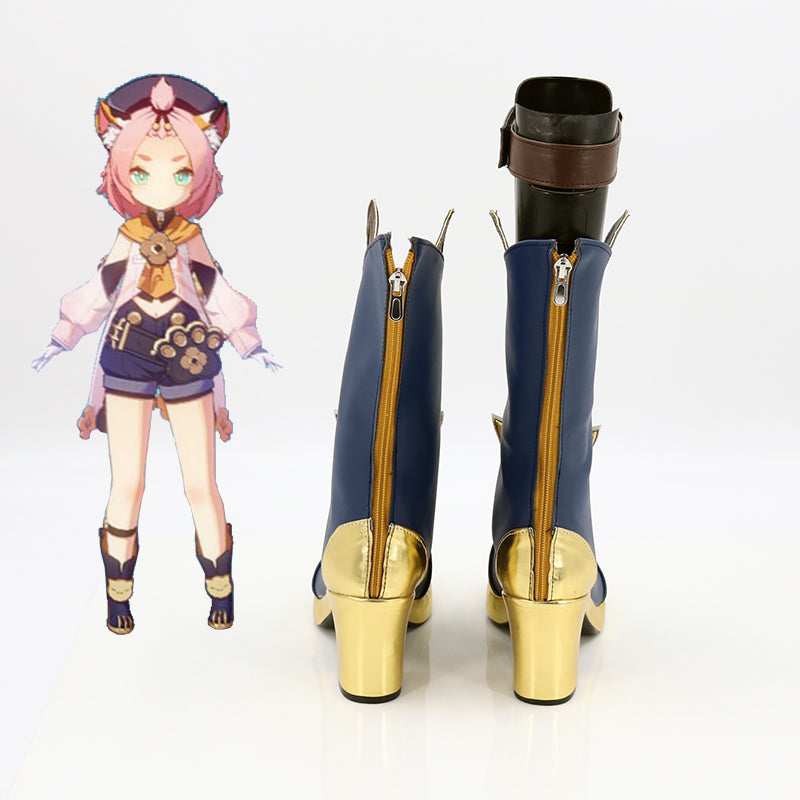Genshin Impact Diona Blue Shoes Cosplay Boots