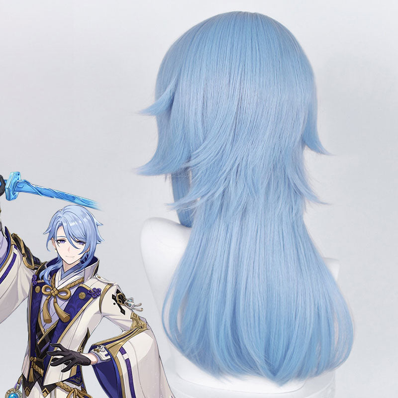 Genshin Impact Kamisato Ayato Blue Cosplay Wig