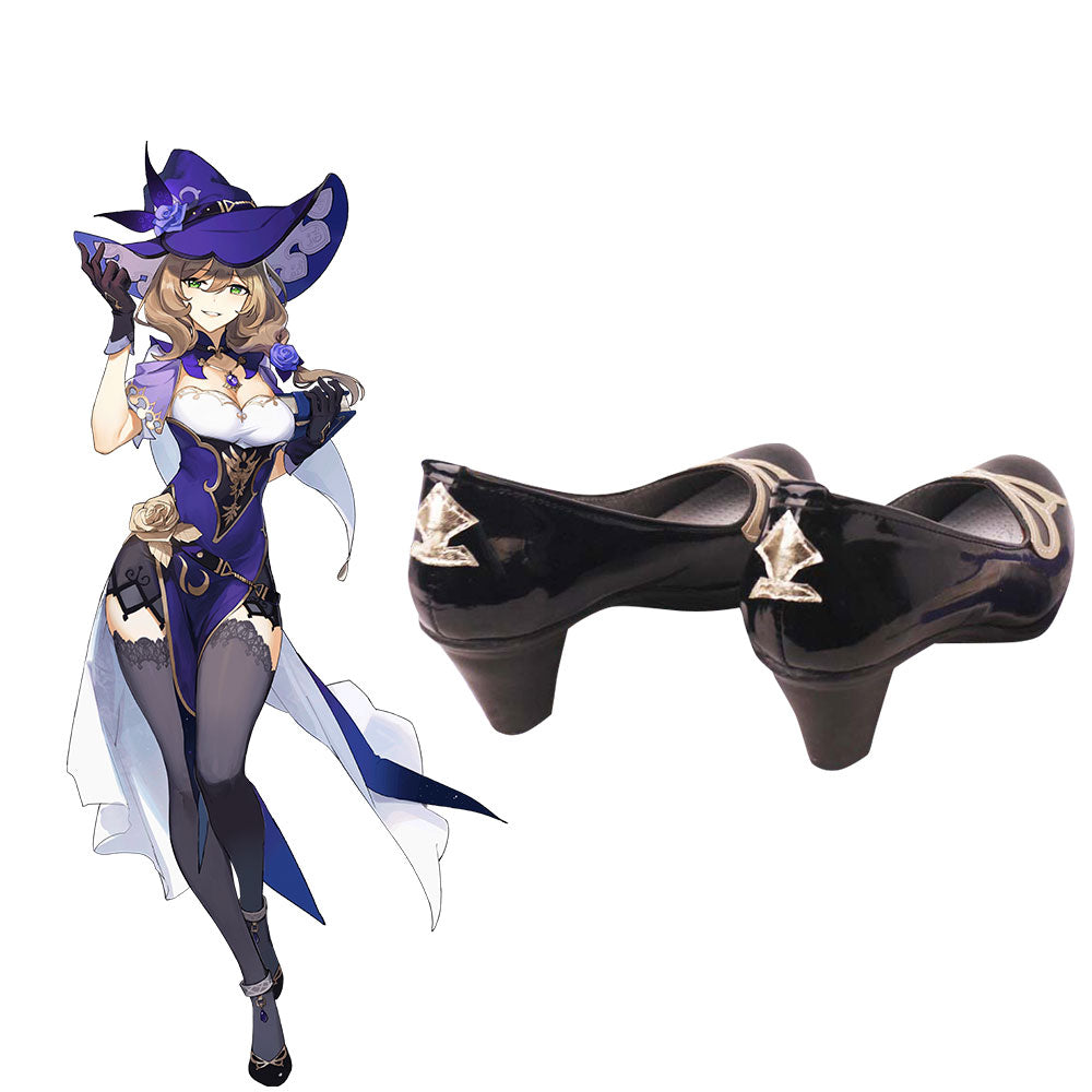 Genshin Impact Lisa Schwarze Cosplay Schuhe