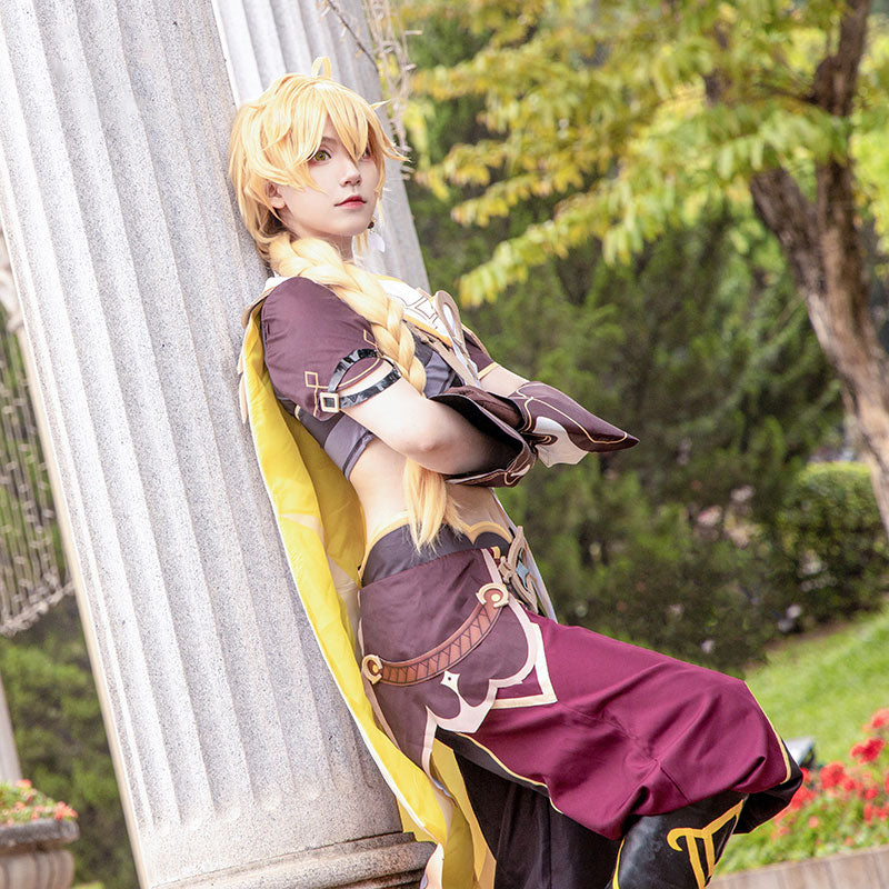 Genshin Impact Male Traveler Outlander Aether Cosplay Costume