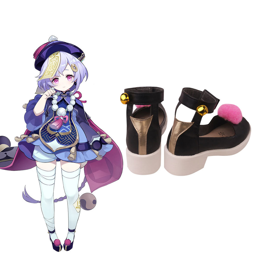 Zapatos de cosplay negros Qiqi de Genshin Impact