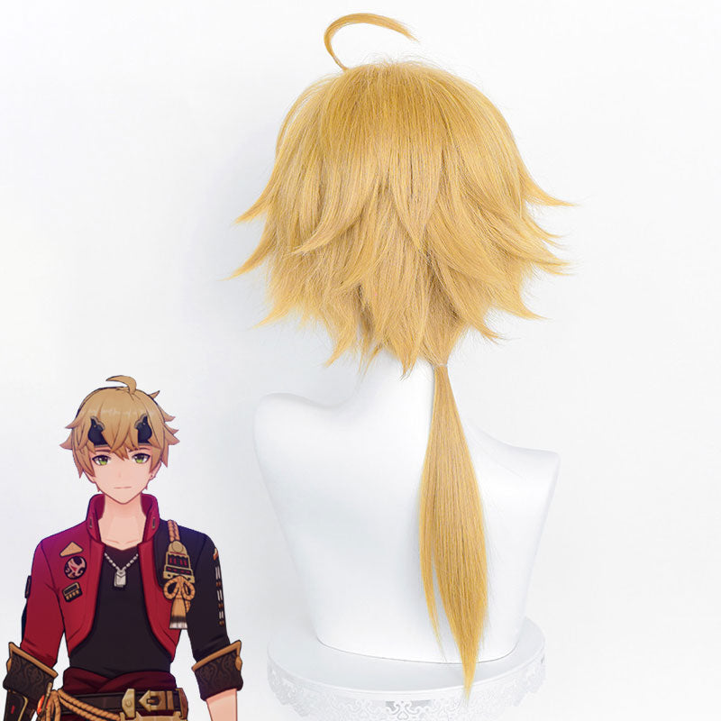 Genshin Impact Thoma Golden Cosplay Wig