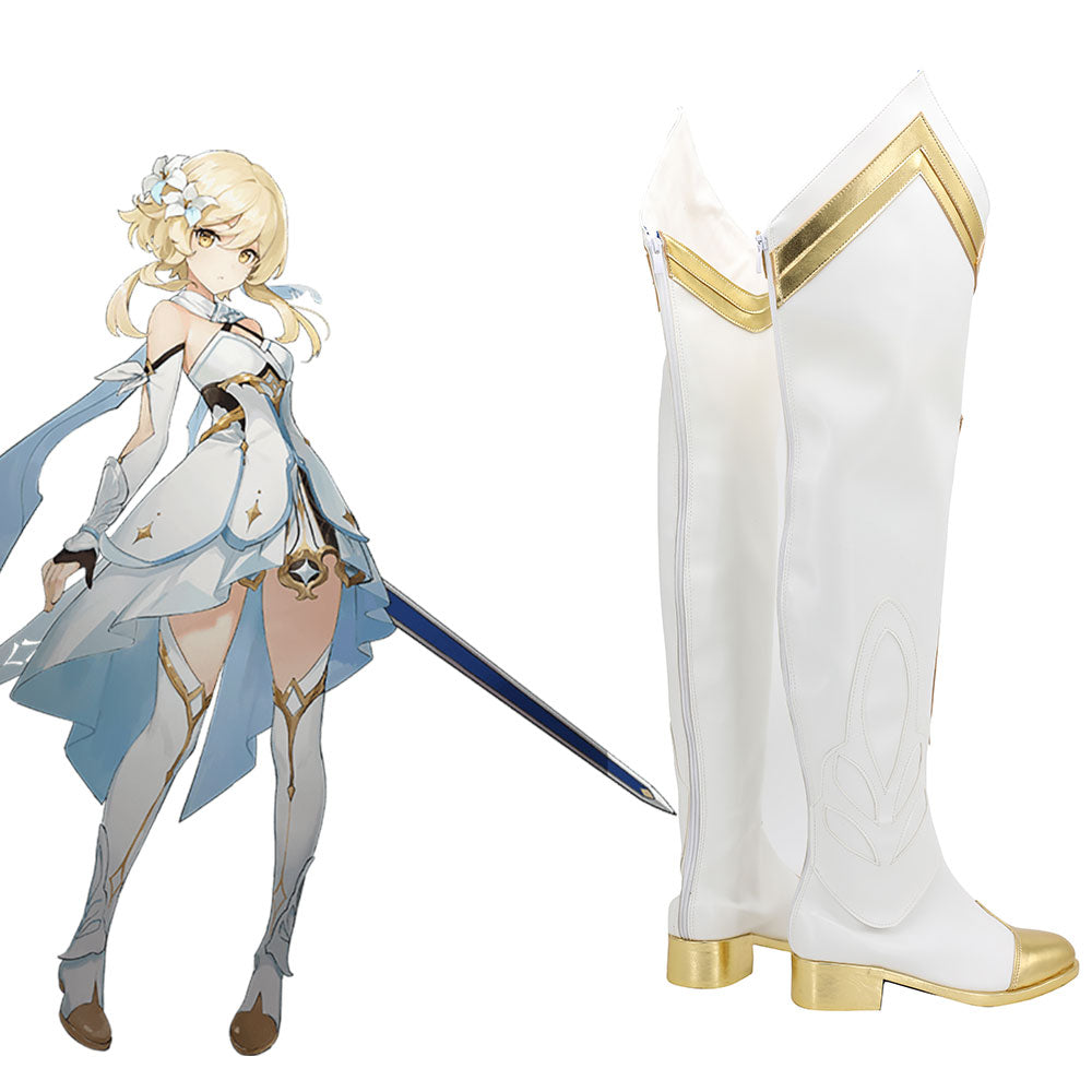 Genshin Impact Female Traveler White Shoes Cosplay Boots