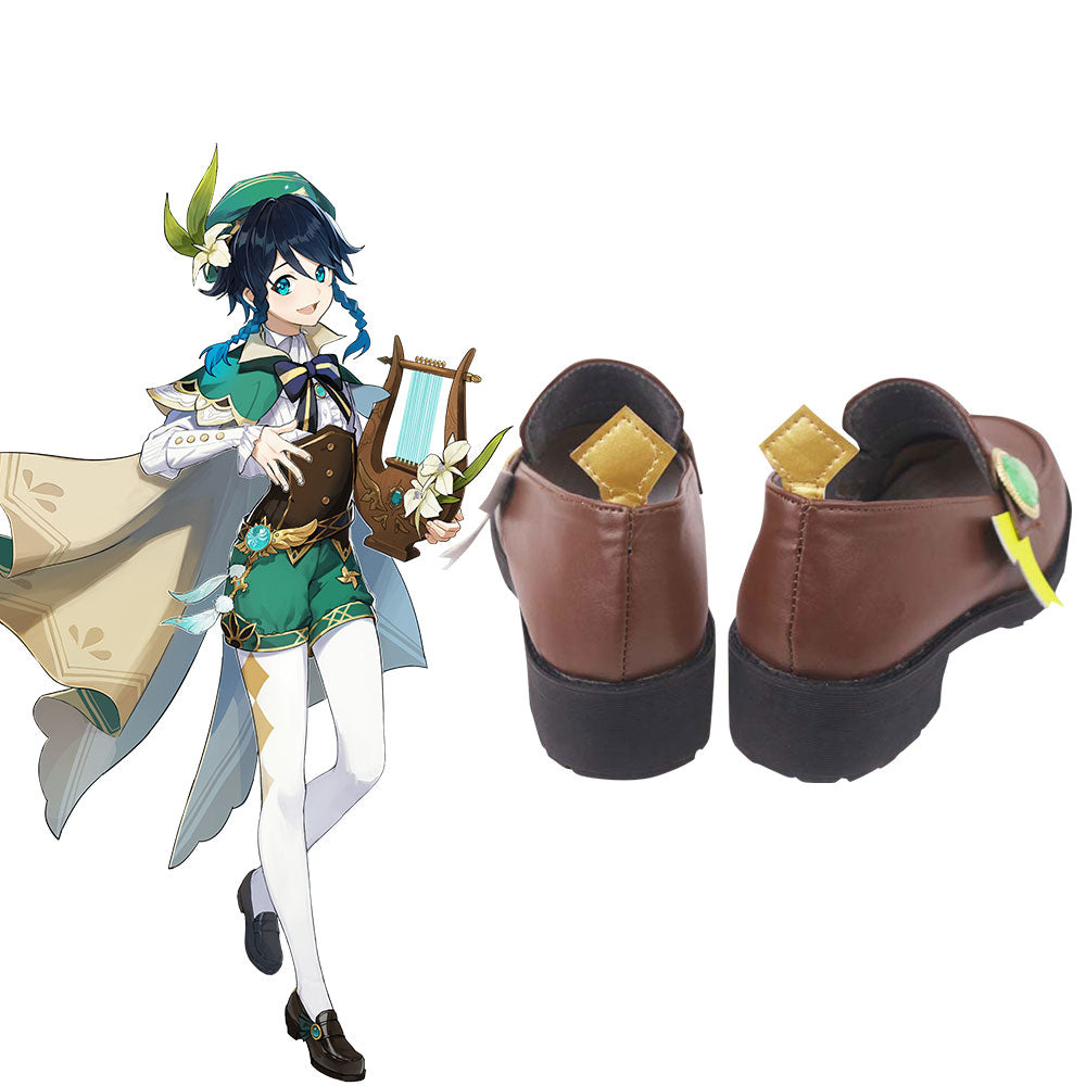 Genshin Impact Venti Brown Cosplay Shoes