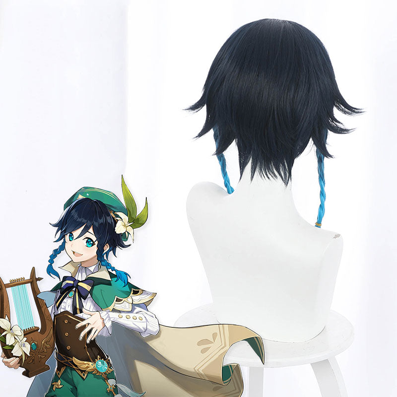 Genshin Impact Venti Halloween Blue Cosplay Wig