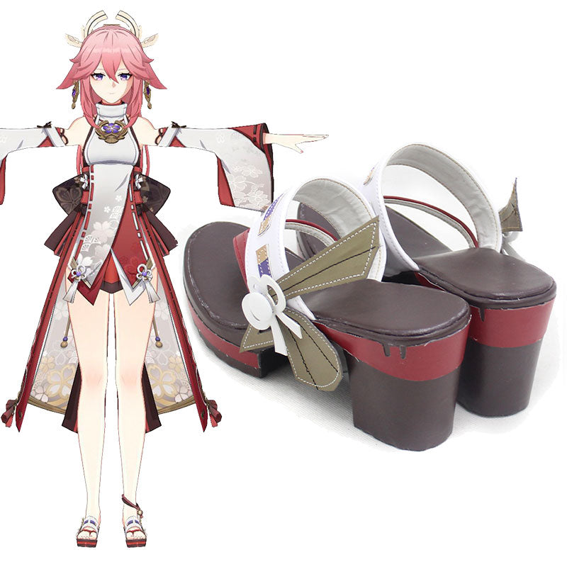 Genshin Impact Yae Miko Guuji Yae Brown Cosplay Shoes