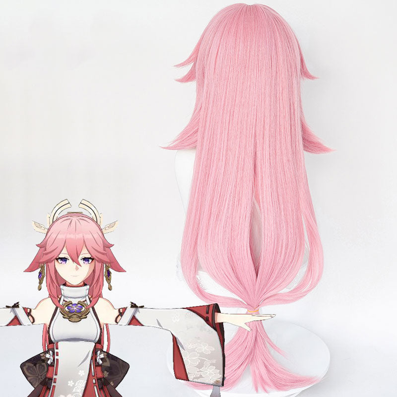 Genshin Impact Yae Miko Guuji Yae Pink Cosplay Wig