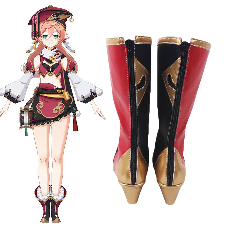 Genshin Impact Yanfei rojo negro zapatos Cosplay botas