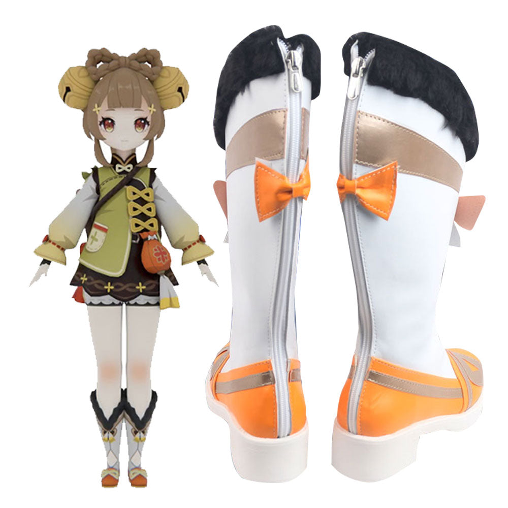 Genshin Impact Yaoyao Weiß Orange Schuhe Cosplay Stiefel