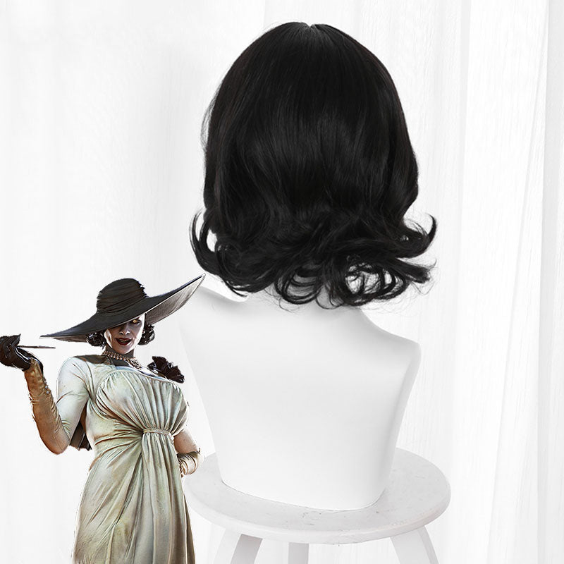 RE 8 Village Alcina Dimitrescu Vampire Lady Dimitrescu Black Cosplay Wig