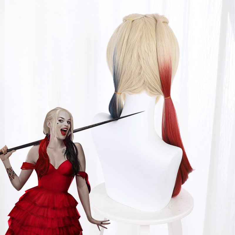 The Suicide Squad 2 Harley Quinn Blue Red Cosplay Wig