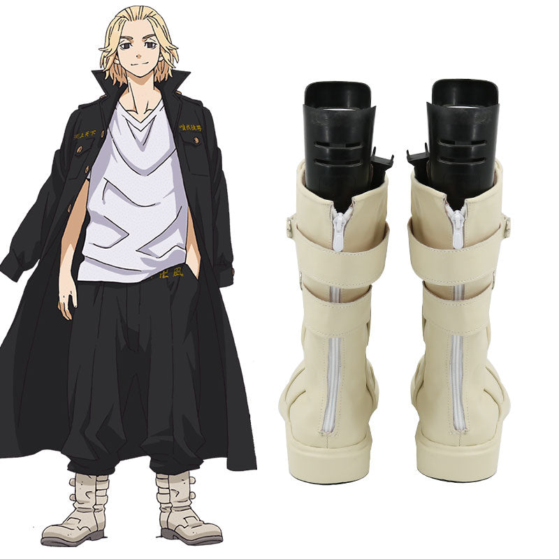 Tokyo Revengers Manjiro Sano Light Yellow Shoes Cosplay Boots