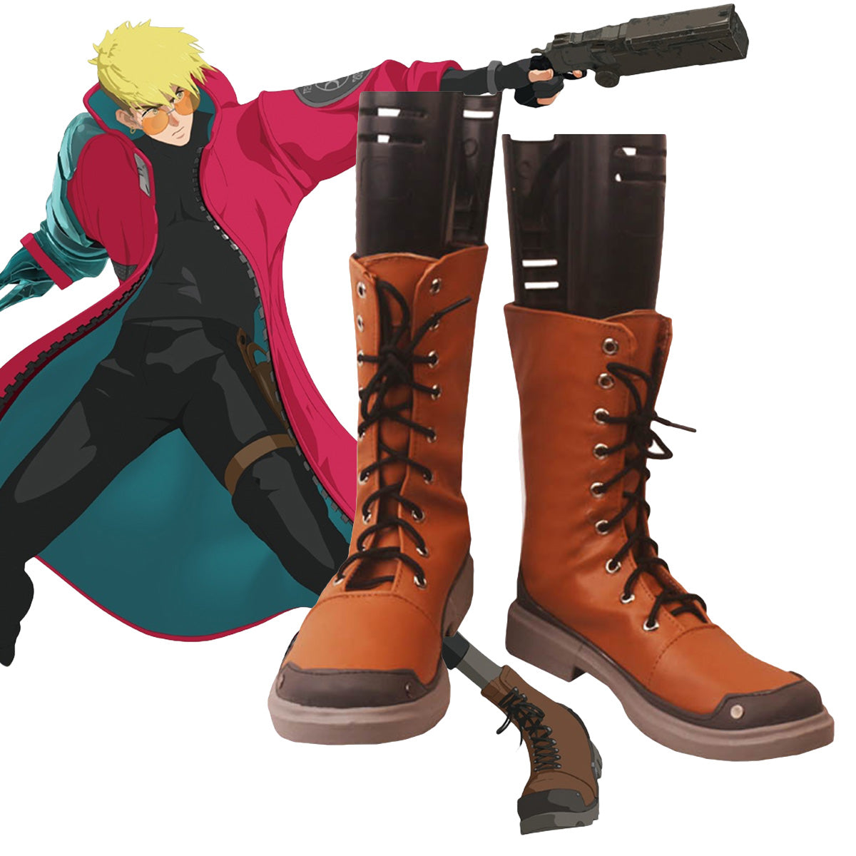 TRIGUN Trigun Stampede Vash the Stampede Brown Shoes Cosplay Boots