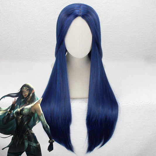 League of Legends LOL Sentinel Irelia Deep Blue Cosplay Wig