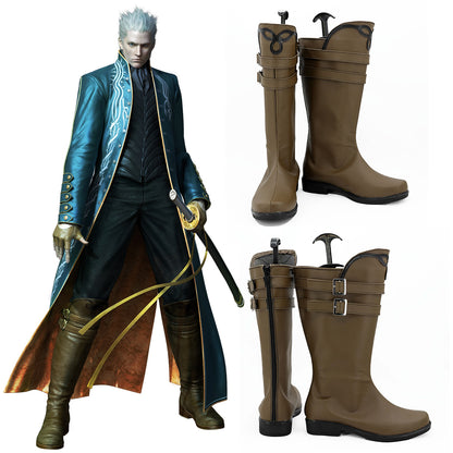 Devil May Cry 3 Vergil Brown Shoes Cosplay Boots