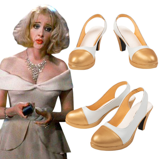 The Addams Family Values Debbie Halloween White Golden Cosplay Shoes