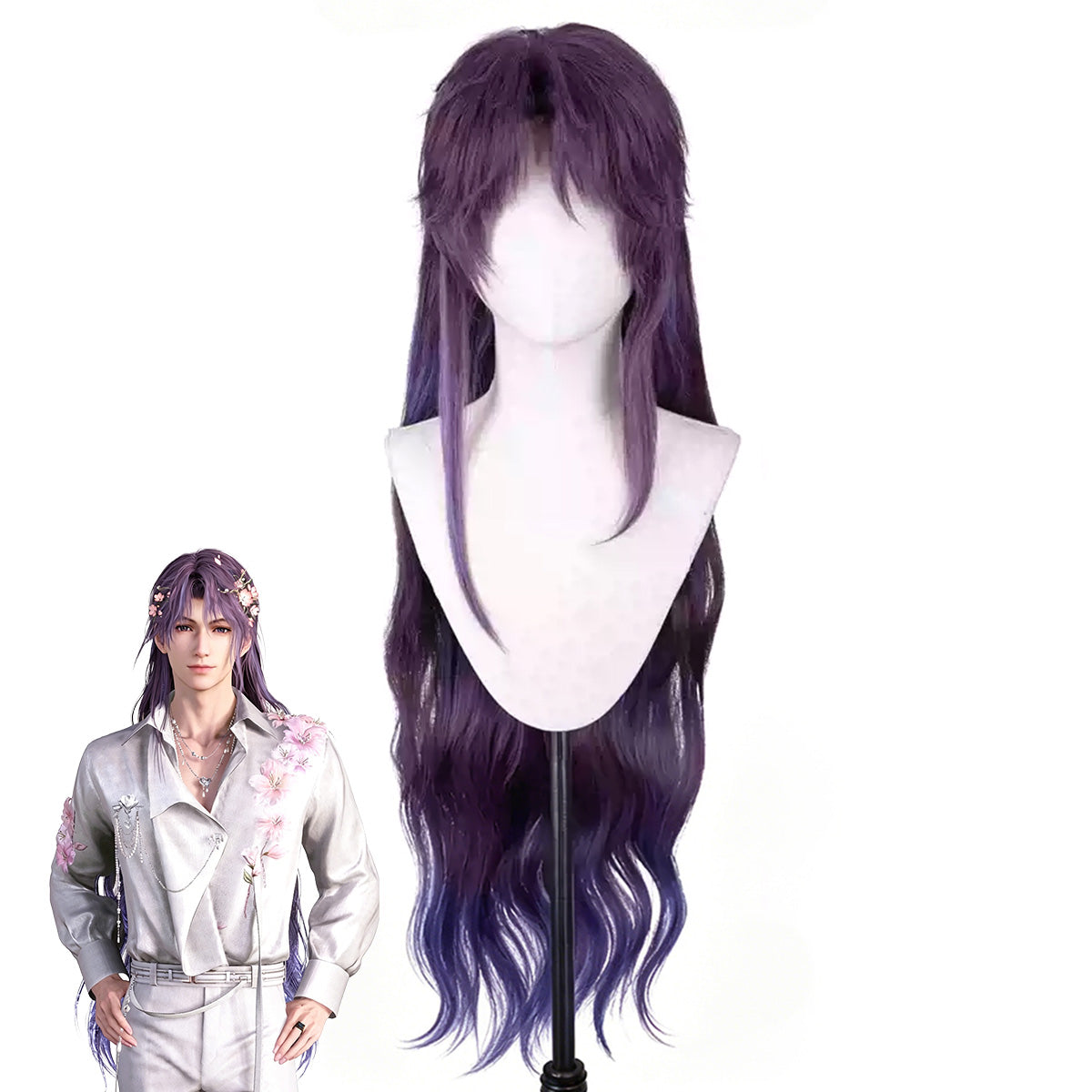 Perruque de cosplay en argent Honkai: Star Rail Arlan