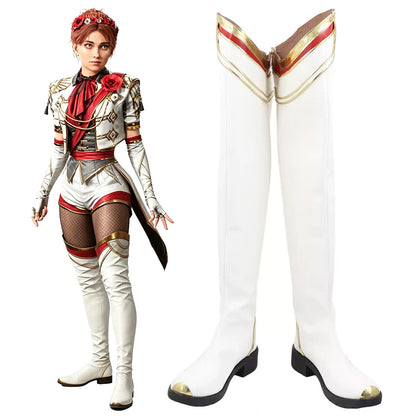 Clair Obscur: Expedition 33 Maelle White Flowers Suit Outfit White Shoes Cosplay Boots