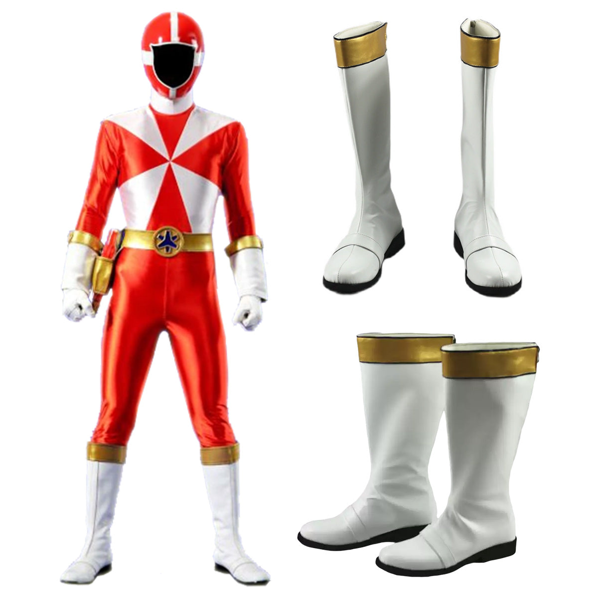 Power Rangers Lightspeed Rescue Lightspeed Ranger White Shoes Cosplay Boots