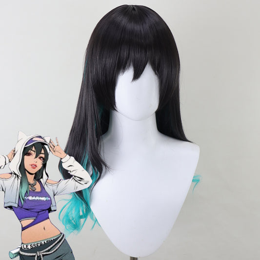 OVERWATCH 2 X LE SSERAFIM FEARLESS Ashe Black Cosplay Wig