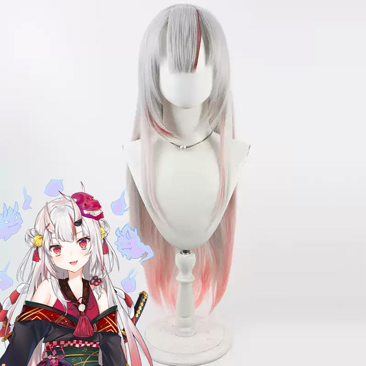 Hololive YouTube VTuber Nakiri Ayame Silver Grey Pink Cosplay Wig A Edition