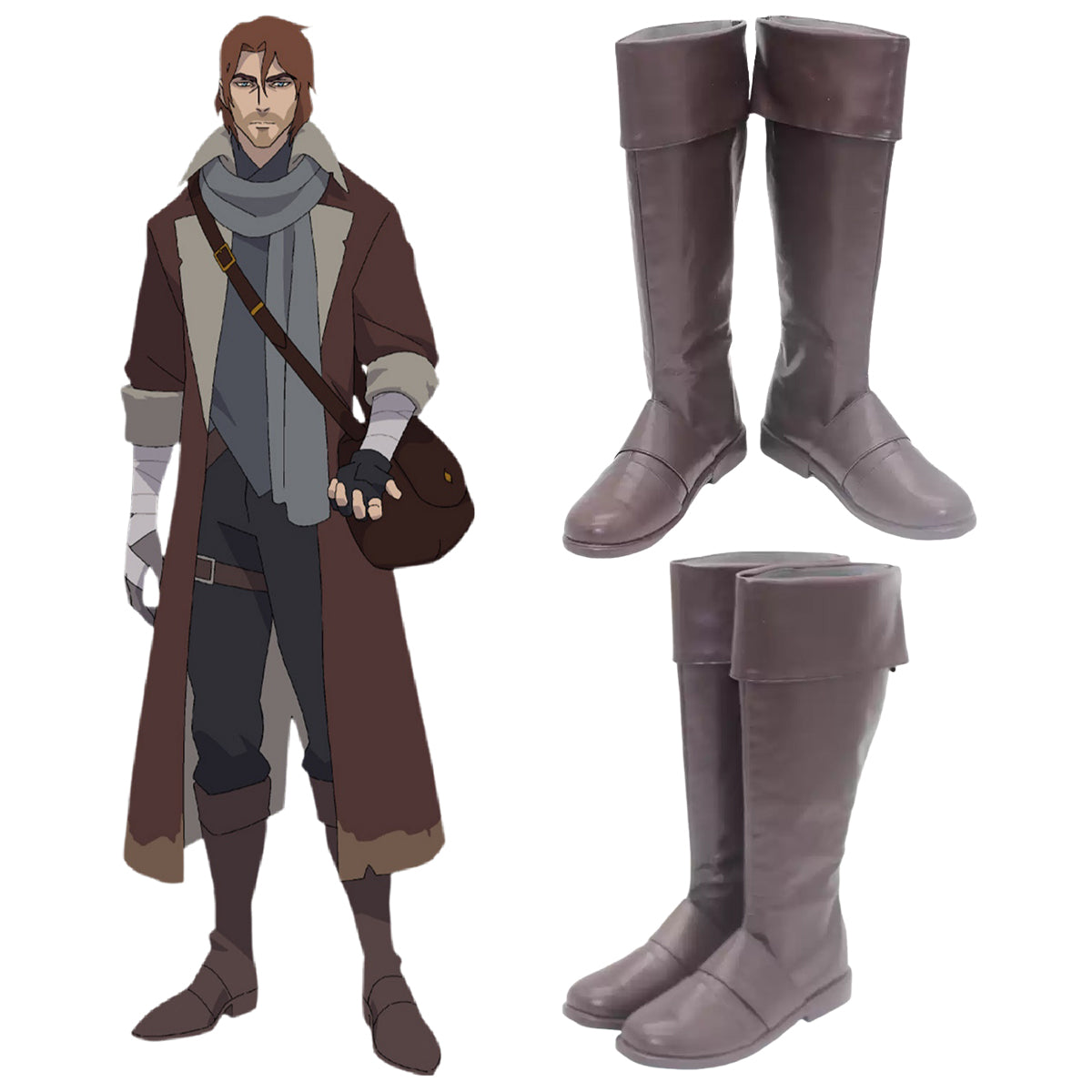 Critical Role The Mighty Nein Caleb Widogast Brown Shoes Cosplay Boots