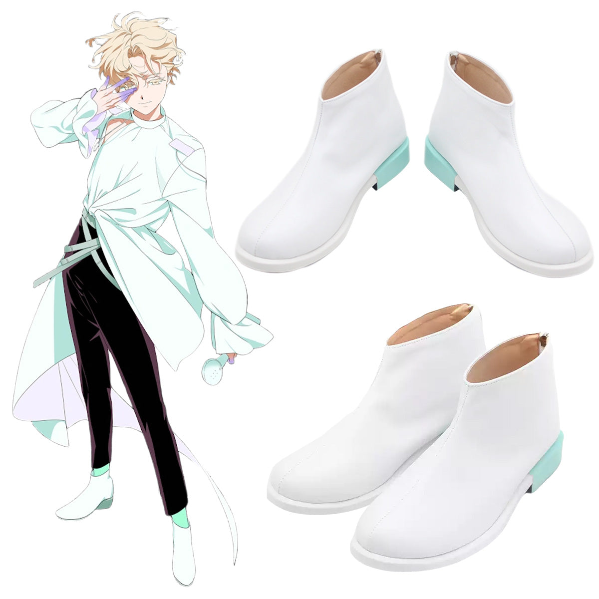 Akatsuki Deidara de Naruto Halloween zapatos blancos botas de Cosplay