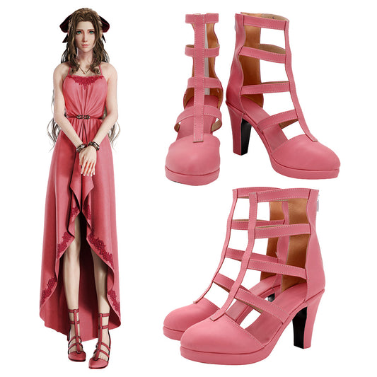 Final Fantasy VII Remake FF7 Aerith Gainsborough Pink Cosplay Shoes